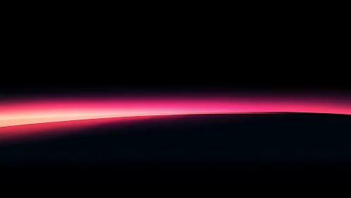 Minimal horizon band with pink light gradient on black field.