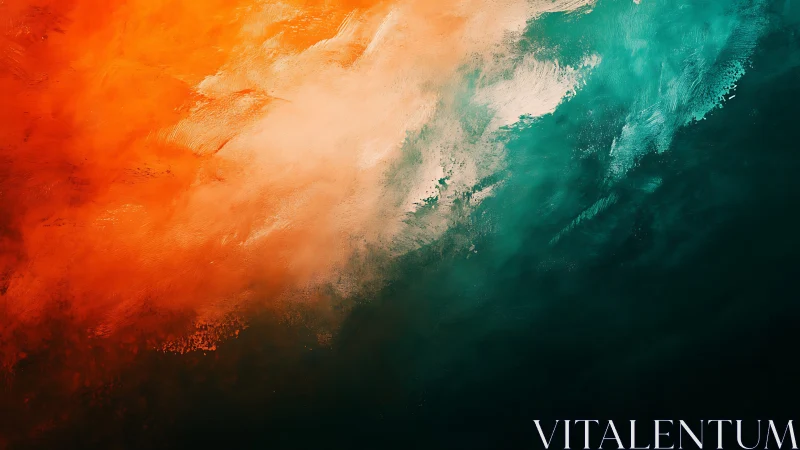 Glowing teal and ember waves drifting across a dreamy sky.