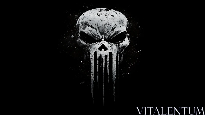 Skull emblem rendered with dripping vertical teeth shapes