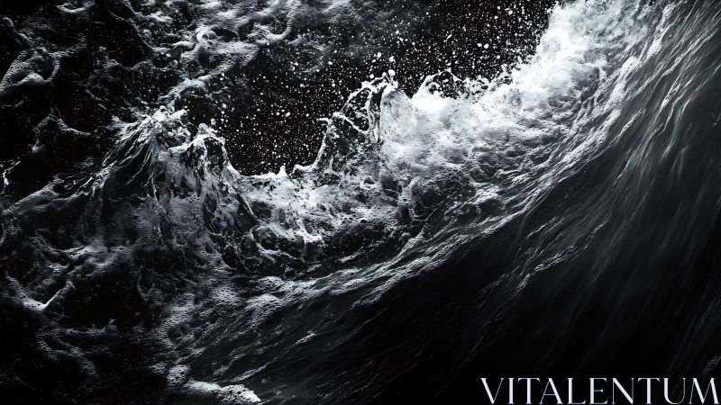 Midnight waves carve silver calligraphy across the dark