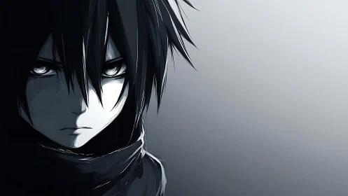 Silent resolve in monochrome eyes and windswept hair.