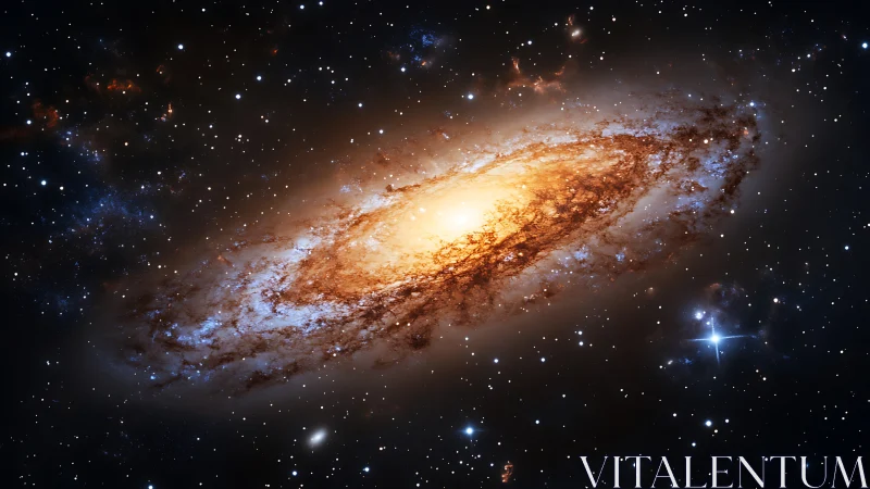 Edge-on barred spiral galaxy with dense starfield background.