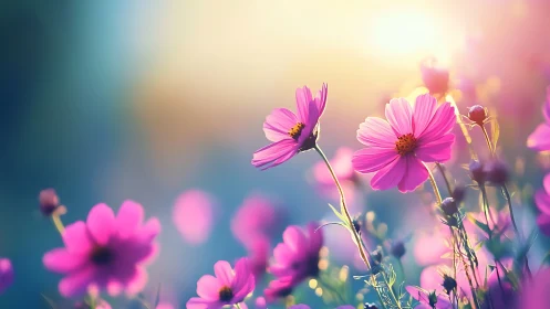 Pink Cosmos Dance: Luminous Garden Reverie.