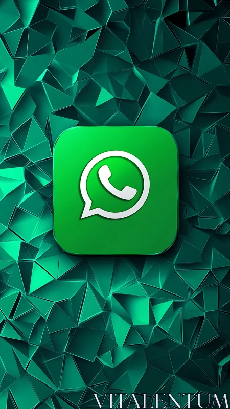 WhatsApp messenger app icon on geometric background