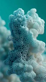 Porous abstract structure in blue-green macro view.