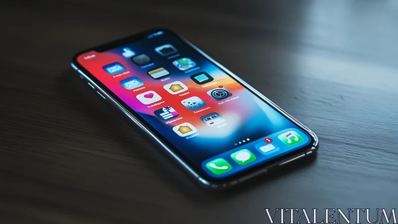 iPhone displaying iOS home screen with application icons.