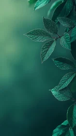 Gentle dewdrop leaves glowing in soft green morning calm.