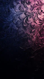 Textured floral pattern in blue to magenta gradient lighting.