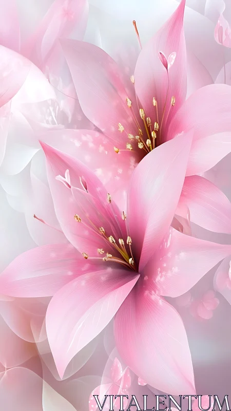 Gradient-Stained Lilies with Golden Stamens: Soft-Focus Floral Composition.