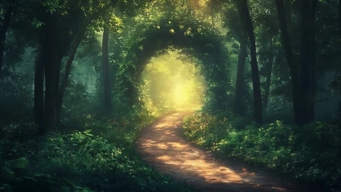 Forest Path with Glowing Light.