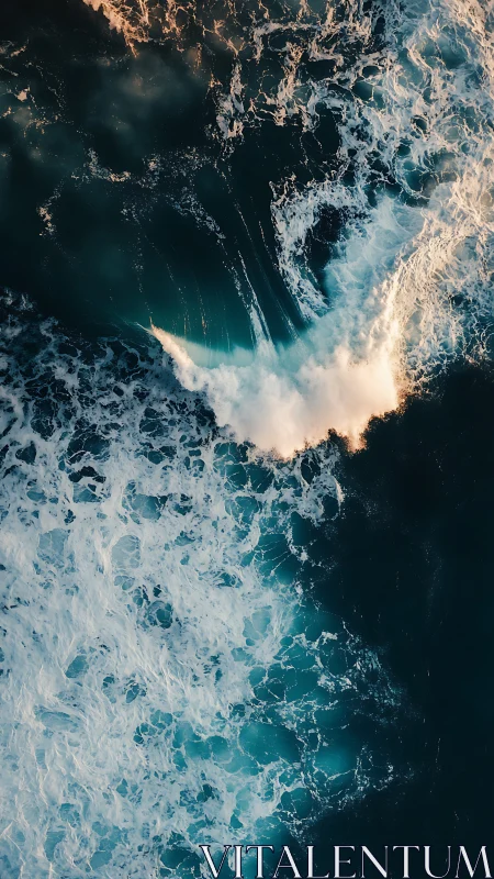 Rolling ocean waves glow softly in warm coastal light