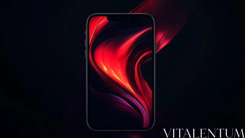 Red and Gold Fluid Abstract Wallpaper on Smartphone Display.