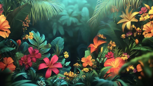 Tropical Paradise Garden in Vibrant Bloom