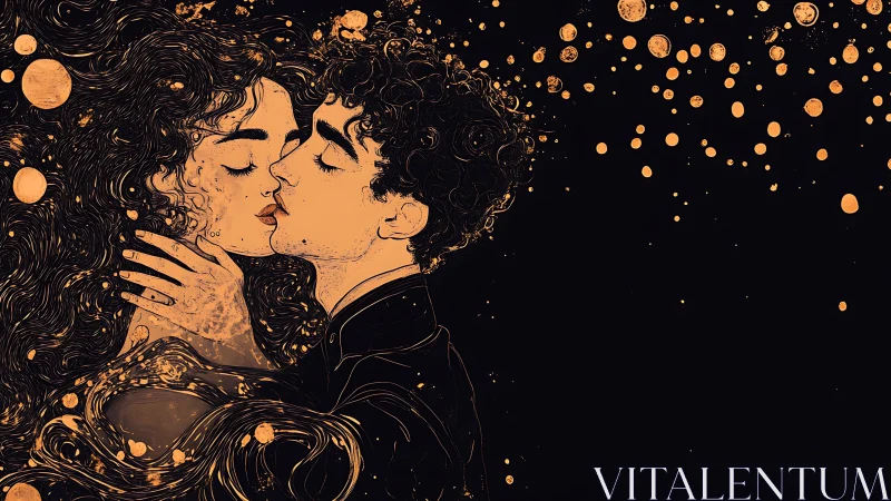 Luminescent Romance: Two Souls Dance Through Golden Whispers.