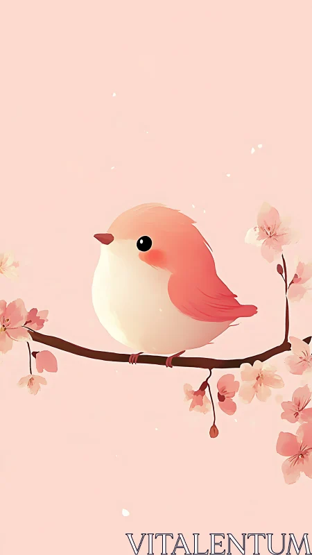 Soft-Plumaged Robin Perched Among Spring Blossoms.