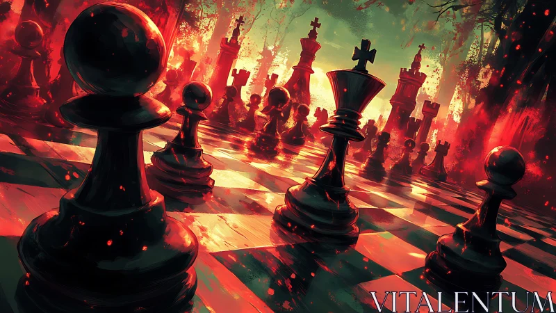Dynamic wide-angle infernal chessboard under dramatic light