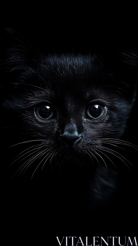 Black Cat Face with Piercing Luminous Eyes