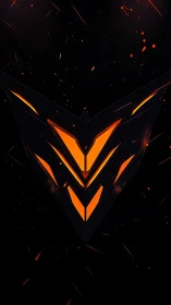 Geometric ember crest with angular luminous core emblem.