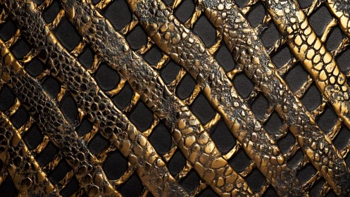 Luxurious Gold and Black Snake-Patterned Abstract Texture Design.
