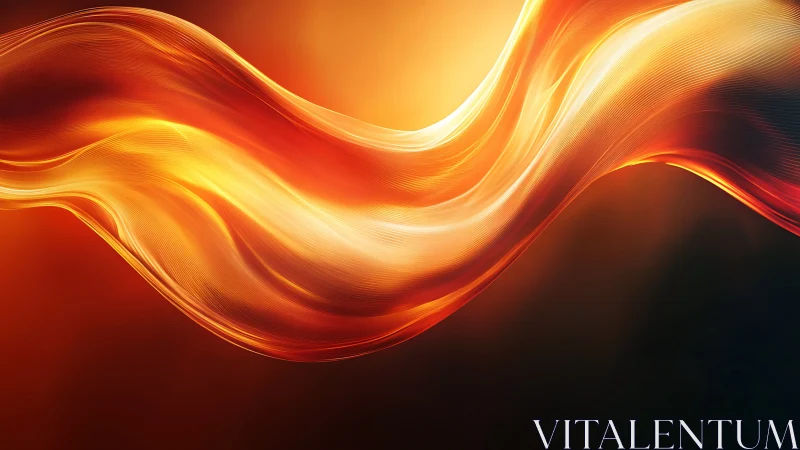 Golden Luminous Wave Flow Against Dark Background