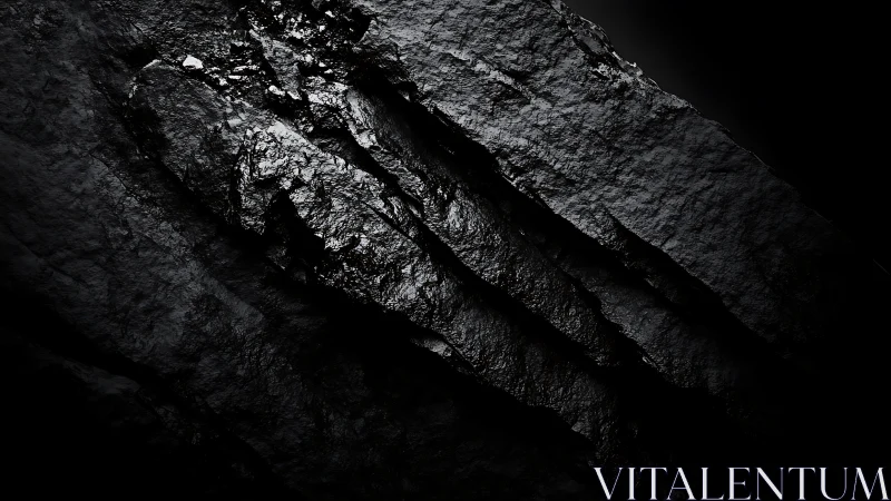 Textured black rock surface with dramatic low-key lighting.