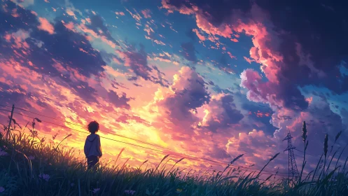 Quiet evening sky glowing with dreamy sunset colors.