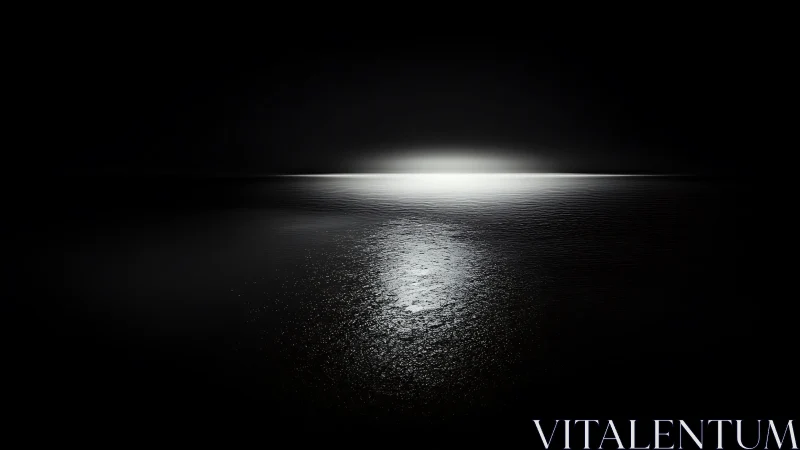 Luminous horizon glows above a dark, tranquil seascape.