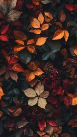 Midnight autumn leaves whisper in copper and ember hush.