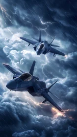 Storm chase in the clouds with twin futuristic jets.