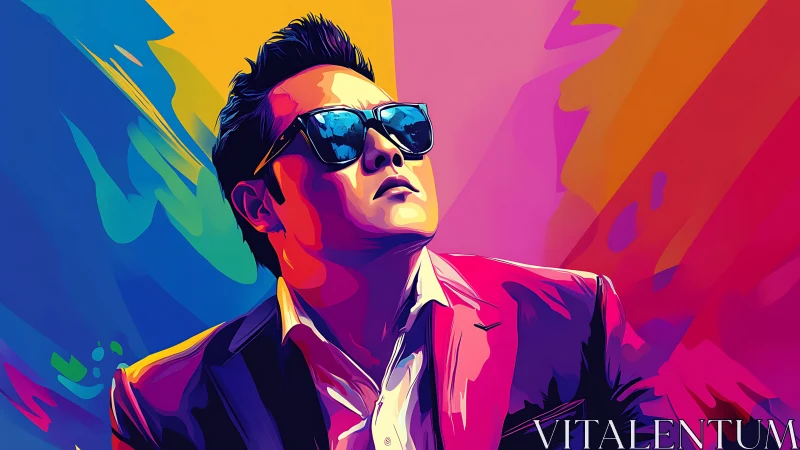 Confident portrait in bold neon color and cool sunglasses.