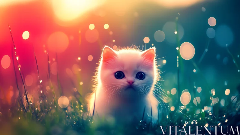 White Feline Subject Demonstrating Volumetric Lighting and Chromatic Bokeh Depth Rendering