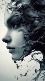 Liquid dreams reshape a serene digital face in motion.