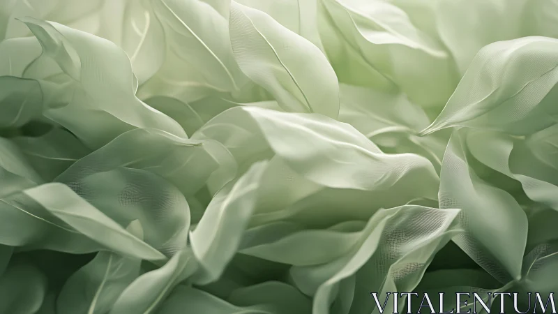 Soft mint fabric folds form abstract flowing surface