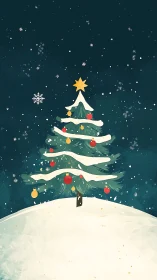 Snowdrift hill crowns a quiet tree of softly glowing cheer