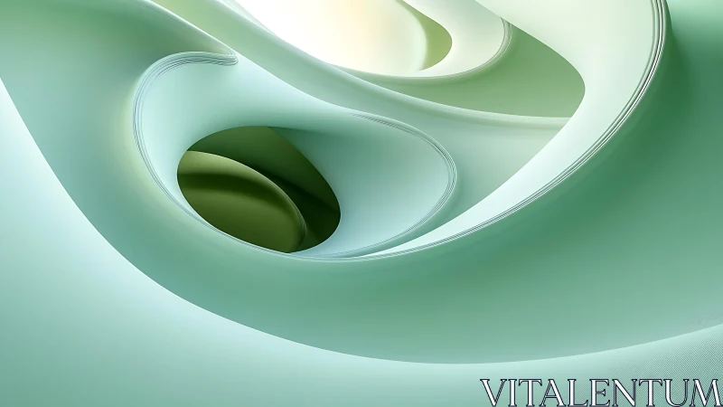 Soft Green Abstract Swirl with Smooth Gradient Design Elements.