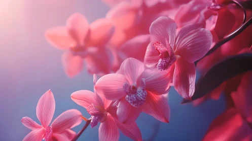 Pink Orchid Blooms: Soft Focus Botanical Study.