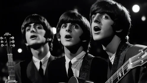 Young trio of guitarists sing under nostalgic stage lights