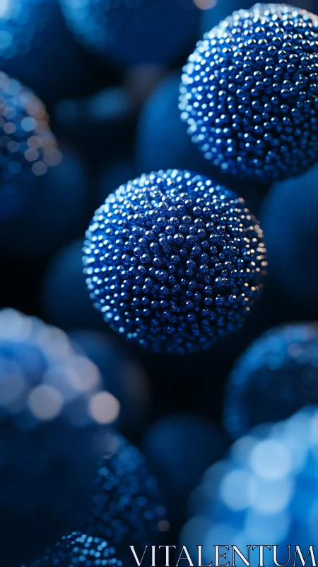 Blue microbeads cluster shimmer under shallow focus light