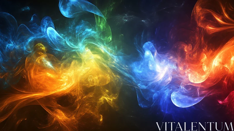 Vibrant swirling spectrum of abstract colored light forms.
