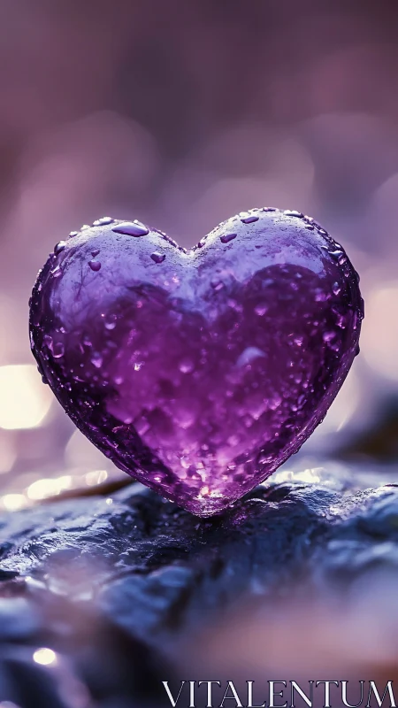 Purple Heart Frost Crystal with Water Droplets