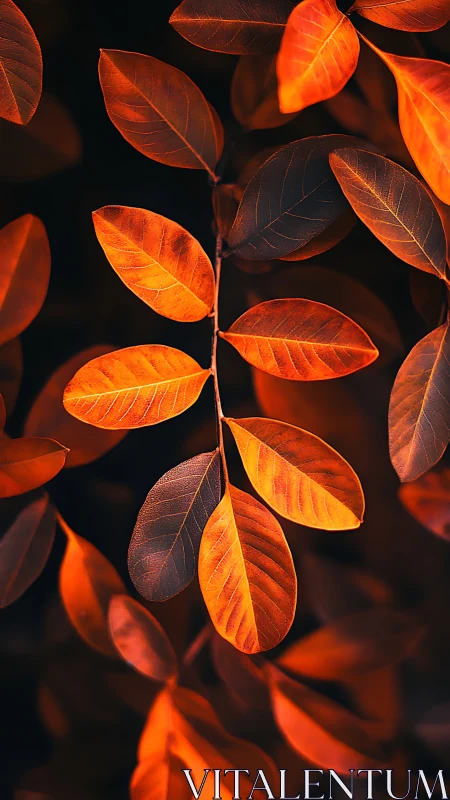 Glowing autumn leaves drifting in cozy evening light.