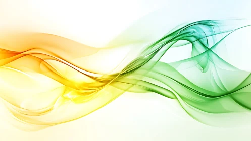 Yellow green flowing waves form luminous abstract motion