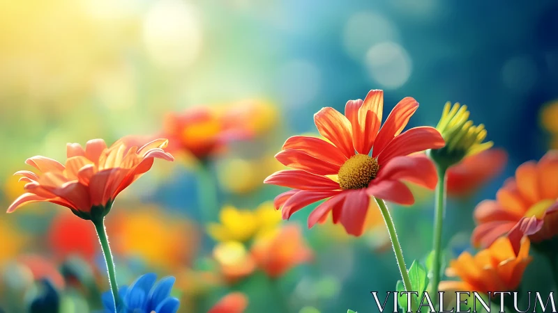 Vibrant Gerbera Daisies in Selective Focus Photography with Warm Color Palette