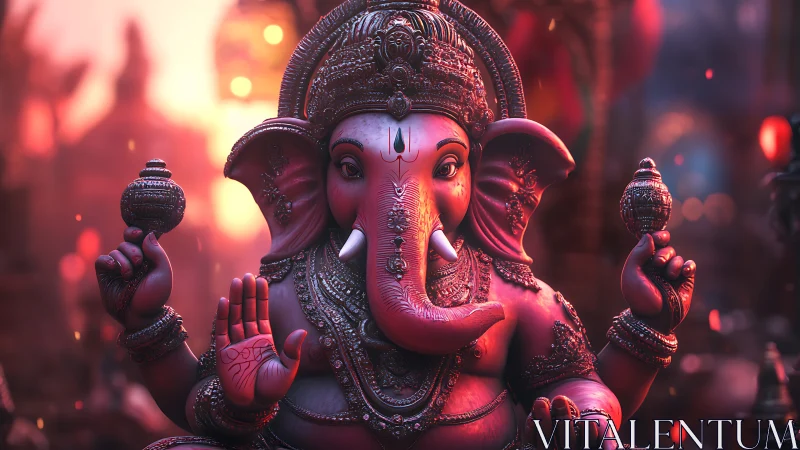Highly detailed Ganesh idol with volumetric lighting and rich bokeh