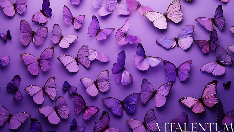 Violet butterfly swarm in layered gradient illumination.