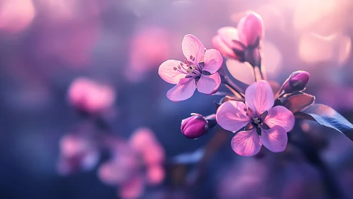 Pink flowers with blurred background in soft focus