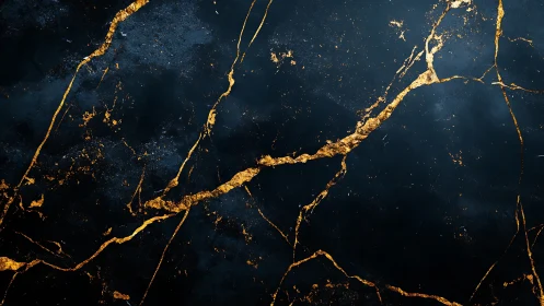 Dark marble surface glows with luminous golden fractures