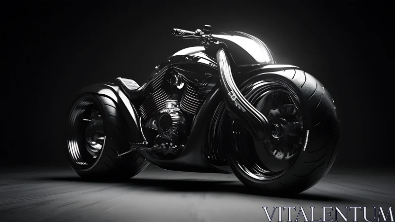 Midnight titan motorcycle crouches like a chrome predator