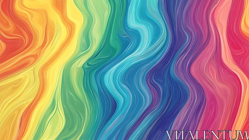 Multicolored vertical wave bands in smooth abstract pattern.