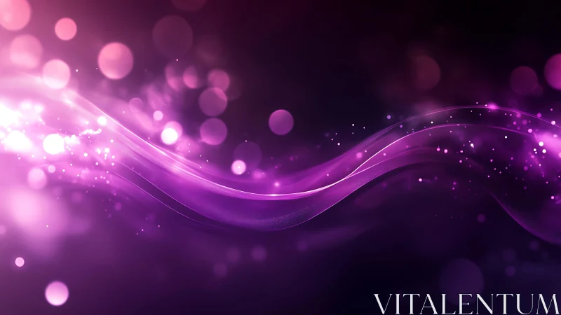 Abstract glowing purple wave on dark background, digital art style.